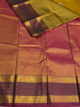 Mustard and Wine Semi Kanchipuram Silk Saree PSSRN45