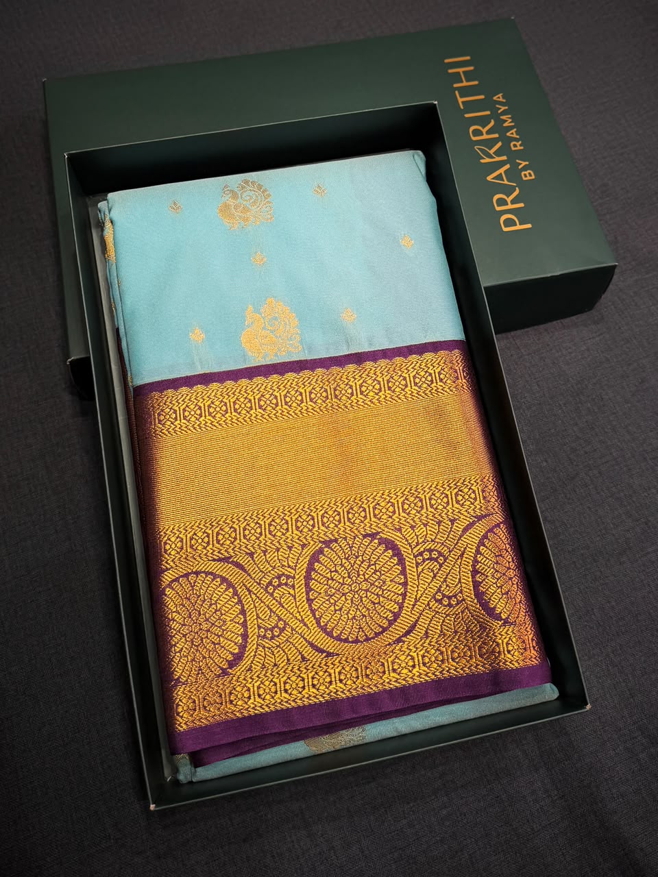 Blue and Purple Semi Kanchipuram Silk Saree PSSRN50