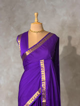 Violet Semi Mysore crepe Silk Saree - PBRMJ4