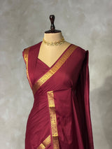 Wine Semi Mysore crepe Silk Saree - PBRMJ5