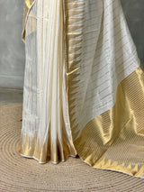 Offwhite and gold chanderi silk cotton saree -MPS47D