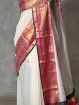 Offwhite and pink chanderi silk cotton saree -MPS47C