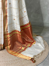 Offwhite and gold chanderi silk cotton saree -MPS48