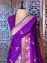 Violet pure katan Banarasi silk saree - PBRKATAN9