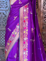 Violet pure katan Banarasi silk saree - PBRKATAN9