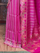 Rani pink pure katan Banarasi silk saree - PBRKATAN8