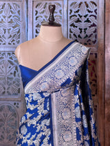 Blue pure katan Banarasi silk saree - PBRKATAN5