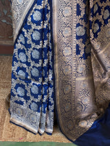 Blue pure katan Banarasi silk saree - PBRKATAN5