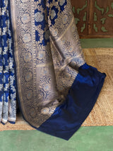 Blue pure katan Banarasi silk saree - PBRKATAN5