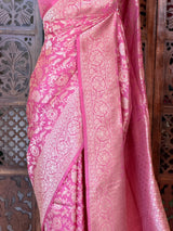 Pink pure katan Banarasi silk saree - PBRKATAN4
