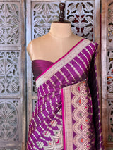 Deep wine pure katan Banarasi silk saree - PBRKATAN6