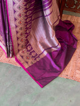 Deep wine pure katan Banarasi silk saree - PBRKATAN6