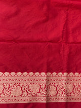 Red pure katan Banarasi silk saree - PBRKATAN3