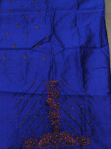 Royal blue Pure Blue Raw Silk Saree - PBRRAW1