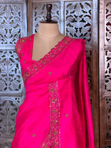 Rani Pink Pure Raw Silk Saree - PBRRAW2