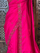 Rani Pink Pure Raw Silk Saree - PBRRAW2