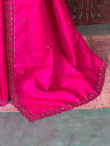Rani Pink Pure Raw Silk Saree - PBRRAW2