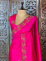 Rani pink Pure Raw Silk Saree - PBRRAW5