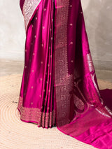 Magenta pure satin Banarasi silk saree - PRAZ8F