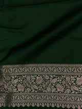 Dark Green pure satin Banarasi silk saree - PRAZ8E