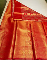 Red Tissue Kanchipuram saree- PBRIDEK20