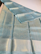 Pastal Blue Tissue Kanchipuram saree- PBRIDEK23D