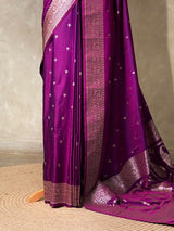 Purple pure satin Banarasi silk saree - PRAZ8C