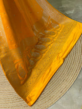 Yellow pure satin Banarasi silk saree - PRAZ8B
