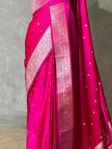 Rani pink pure satin Banarasi silk saree - PRAZ8A