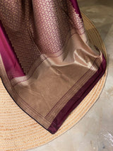 Deep Burgundy katan Banarasi silk saree - PRAZ9E
