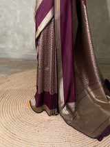 Deep Burgundy katan Banarasi silk saree - PRAZ9E