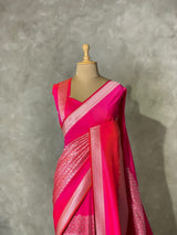 Rani Pink katan Banarasi silk saree - PRAZ9D