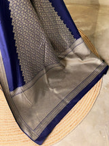 Navy Blue katan Banarasi silk saree - PRAZ9C