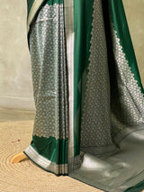 Dark Green katan Banarasi silk saree - PRAZ9B