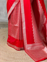 Red katan Banarasi silk saree - PRAZ9A