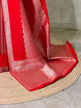 Red katan Banarasi silk saree - PRAZ9A