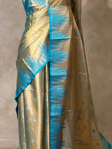 Gold and Blue tissue banarasi Saree - PFAZ26B