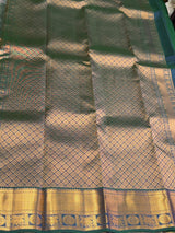 Pastal Green and Peacock blue Pure Vintage Kanchipuram Silk saree - PPUREN31