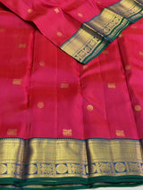 Rani Pink and Peacock blue Pure Vintage Kanchipuram Silk saree - PPUREN33