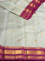Pastal Blue and Purple Pure Vintage Kanchipuram Silk saree - PPUREN34