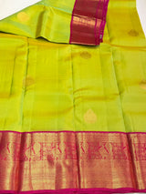 Green and rani pink Pure Vintage Kanchipuram Silk saree - PPUREN37