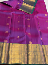 Purple and peacock blue Pure Vintage Kanchipuram Silk saree - PPUREN44