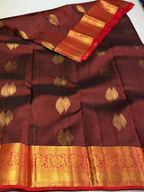 Maroon and Red Pure Vintage Kanchipuram Silk saree - PPUREN46