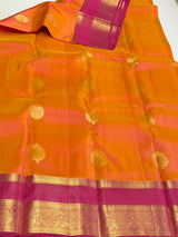 Yellow and rani pink Pure Vintage Kanchipuram Silk saree - PPUREN48