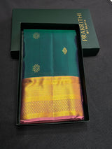 Peacock blue and onion pink Pure Vintage Kanchipuram Silk saree - PPUREN49