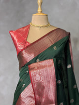 Green and Red Silk saree - PBRZU7C