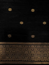 Off white and black tusser silk saree - PBRSS1