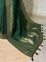 Dark Green Viscose Silk Saree - PBRATH8D