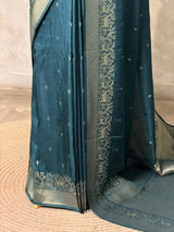 Peacock blue Viscose Silk Saree - PBRATH8C