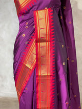 Wine and Red Silk saree - PBRZU13